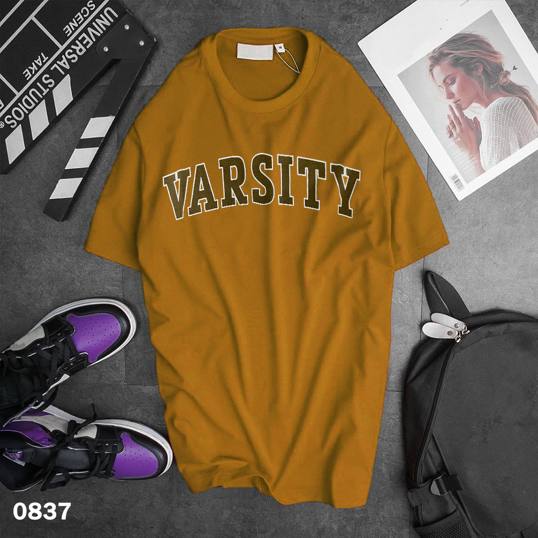 Varsity Print T-Shirt Mustard - Slim Fit