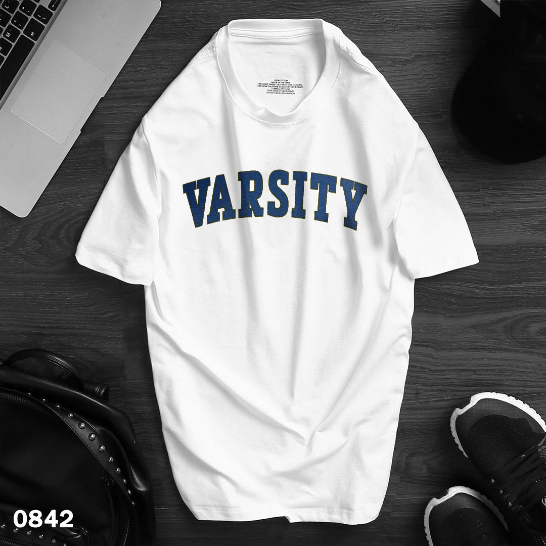 Varsity Print T-Shirt White - Slim Fit