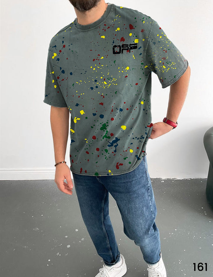 Off-W Paint Splatter T-Shirt - Oversize