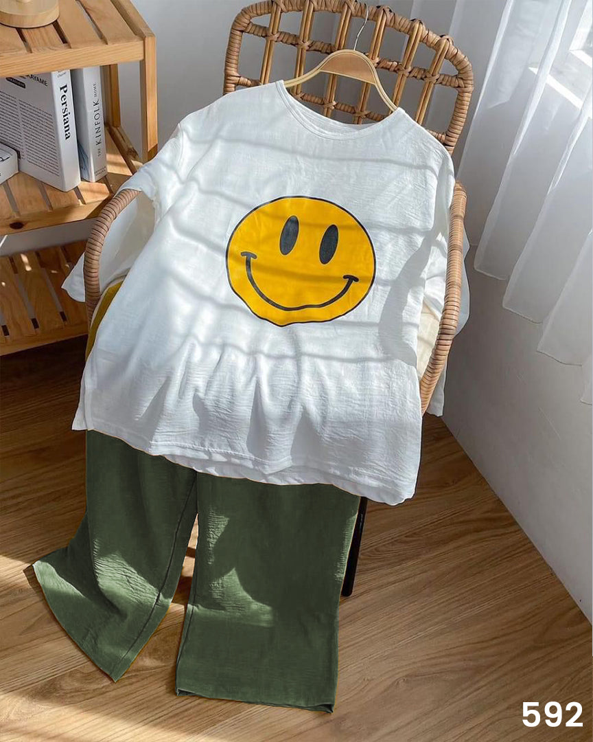 Women Smiley Tee & Plazo Set - Buy 2 Get 1 Free