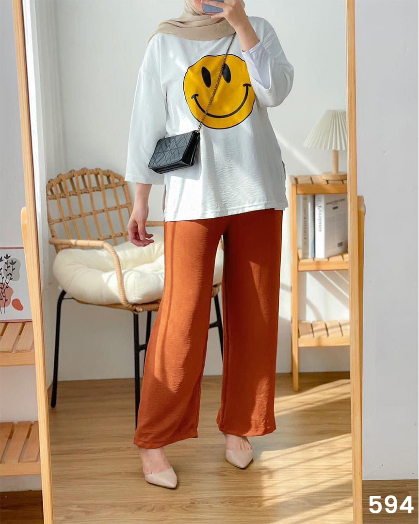 Women Smiley Tee & Plazo Set - Buy 2 Get 1 Free