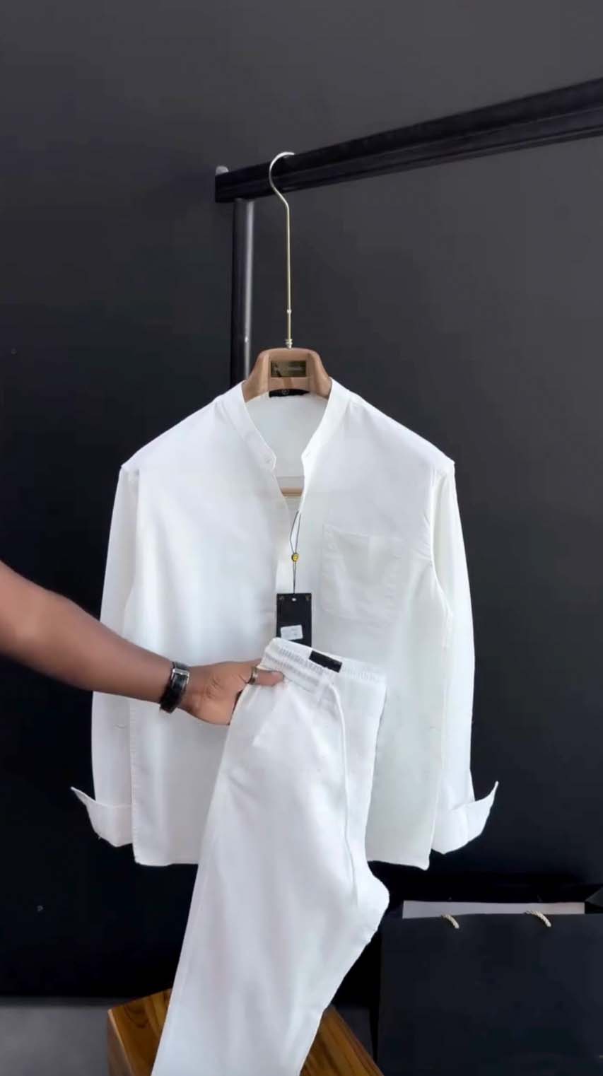 Linen Ban Collar Co-ord Set - Pre Order