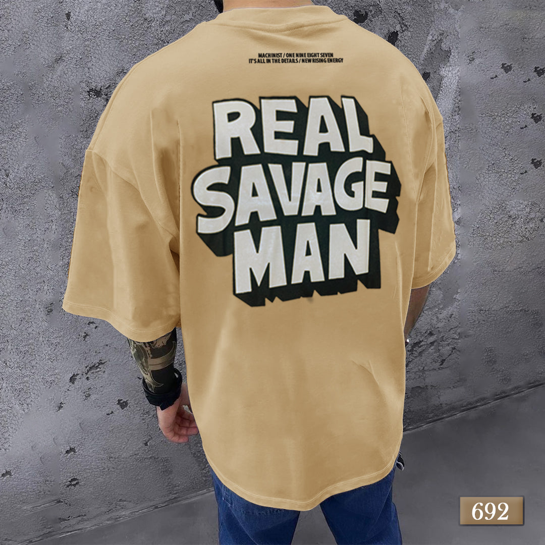 Savage Man T-Shirt Beige - Oversize