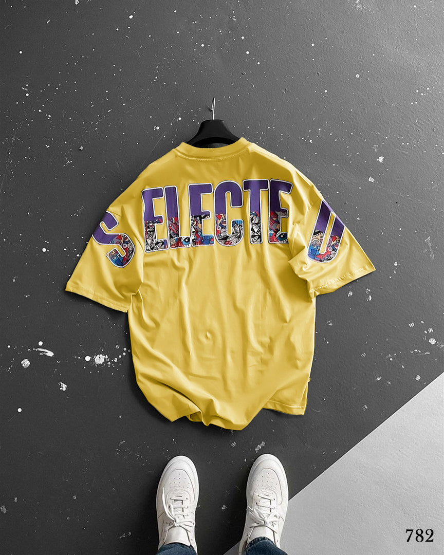 Selected Print T-Shirt Yellow - Oversize