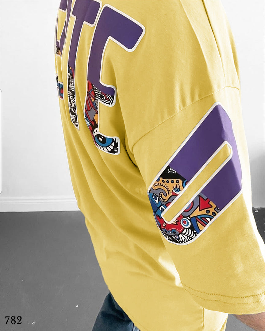 Selected Print T-Shirt Yellow - Oversize