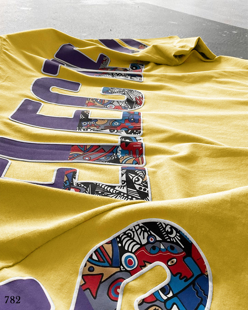 Selected Print T-Shirt Yellow - Oversize