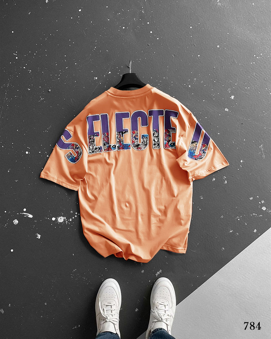 Selected Extended Print T-Shirt Orange - Oversize