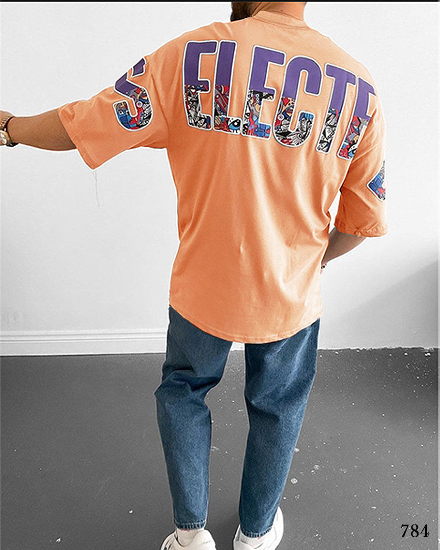 Selected Extended Print T-Shirt Orange - Oversize