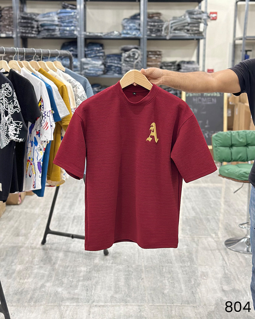 A Print T-Shirt Maroon - Oversize