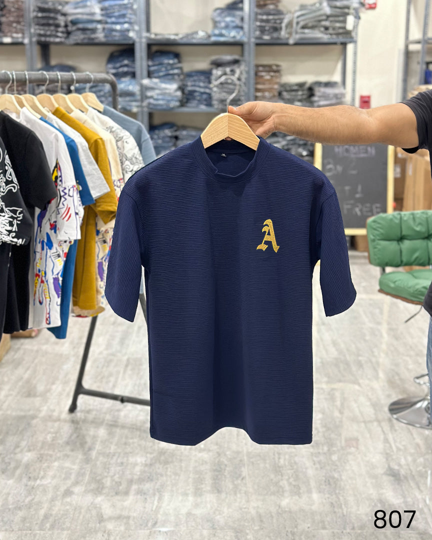 A Print T-Shirt Navy Blue - Oversize