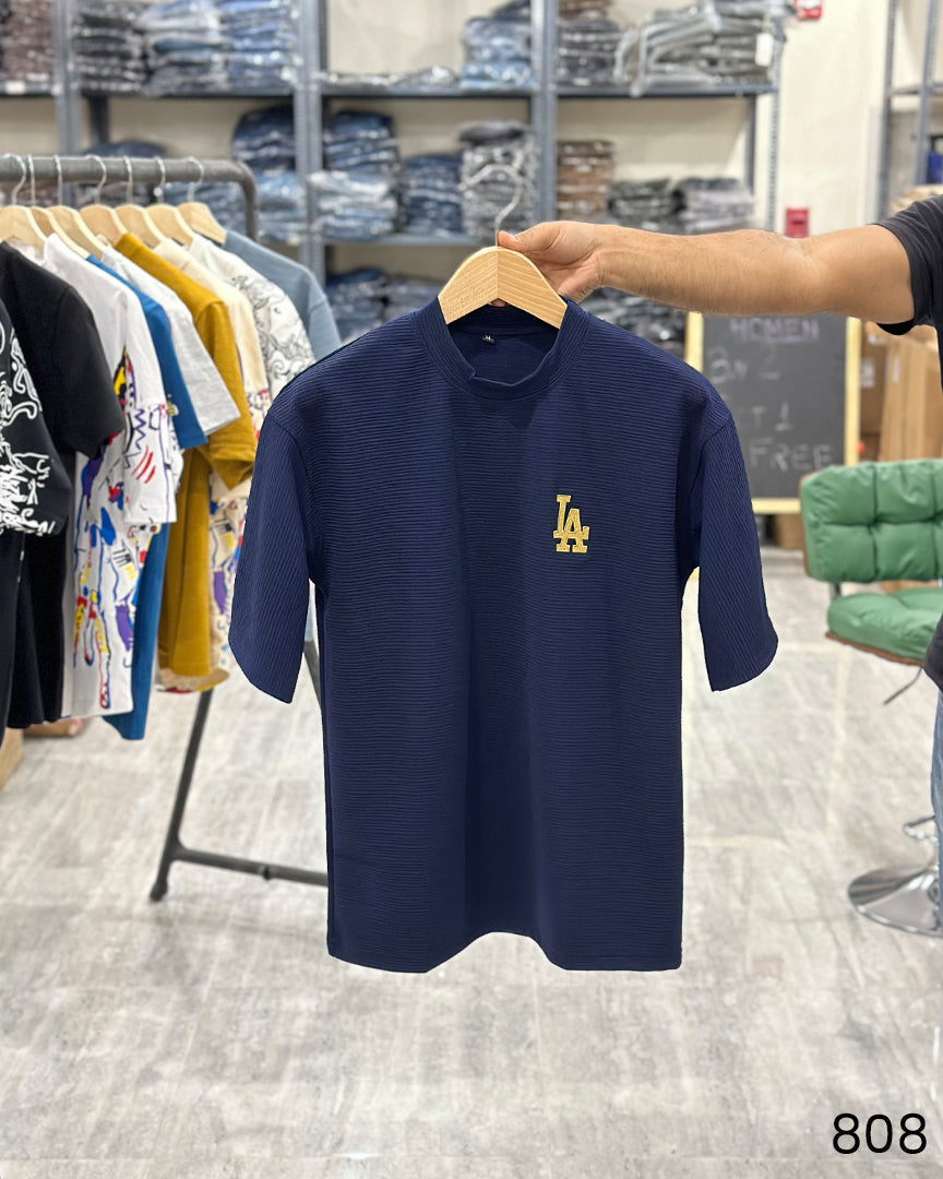 LA Print T-Shirt Navy Blue - Oversize