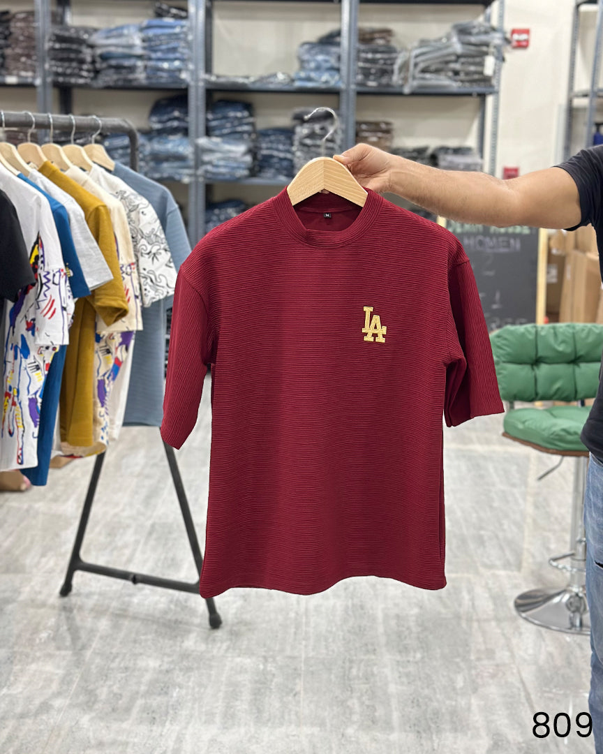 LA Print T-Shirt Maroon - Oversize