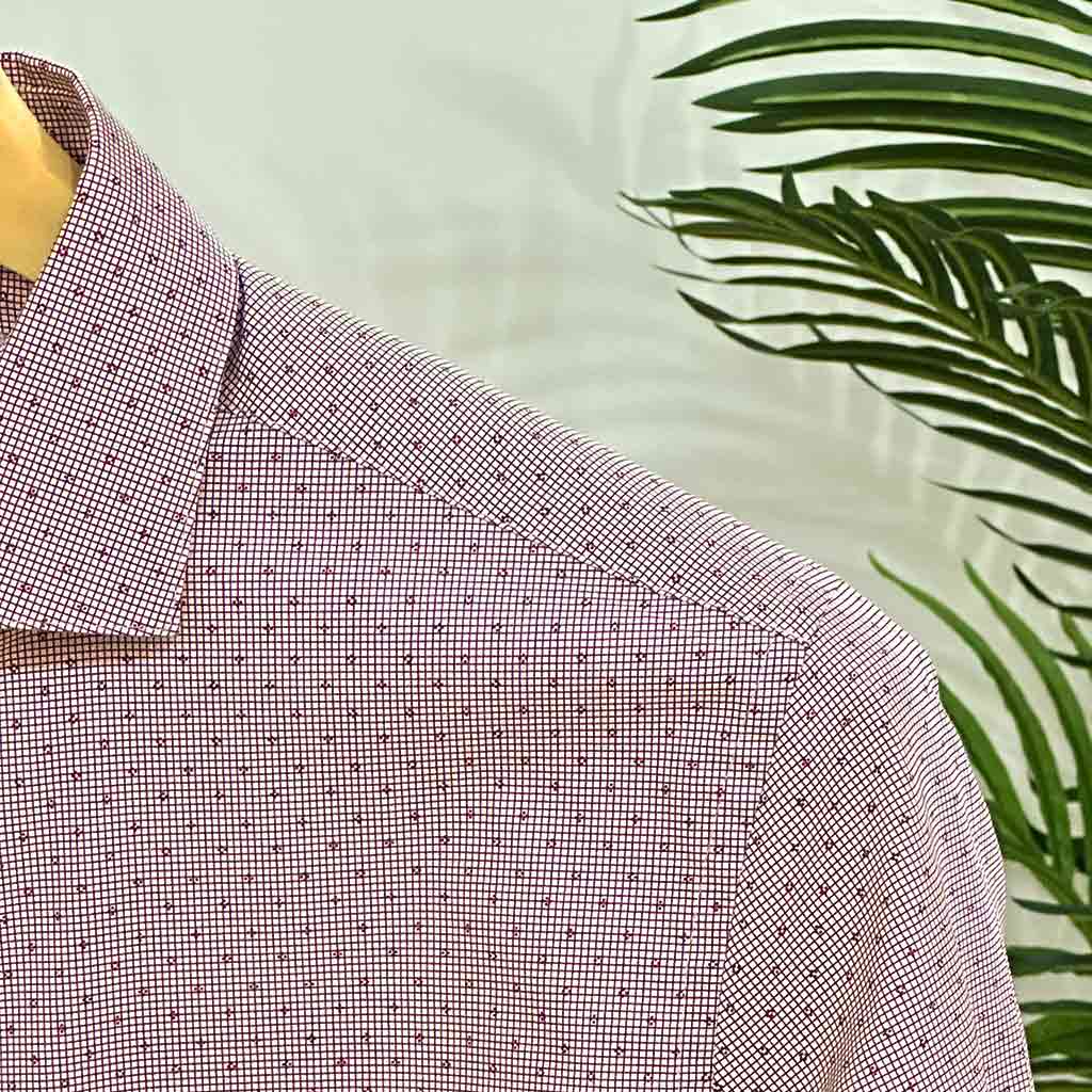 Micro Check Textured Shirt - Port Color FRSH.0242