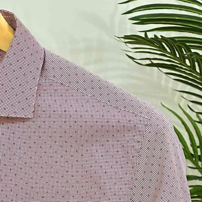 Micro Check Textured Shirt - Port Color FRSH.0242