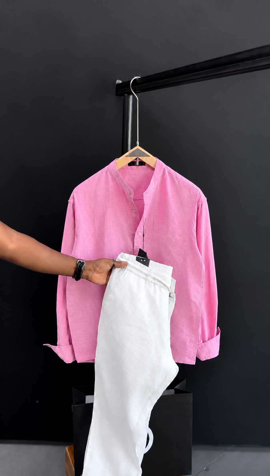 Linen Chinese Collar Co-ord Set - Pre Order