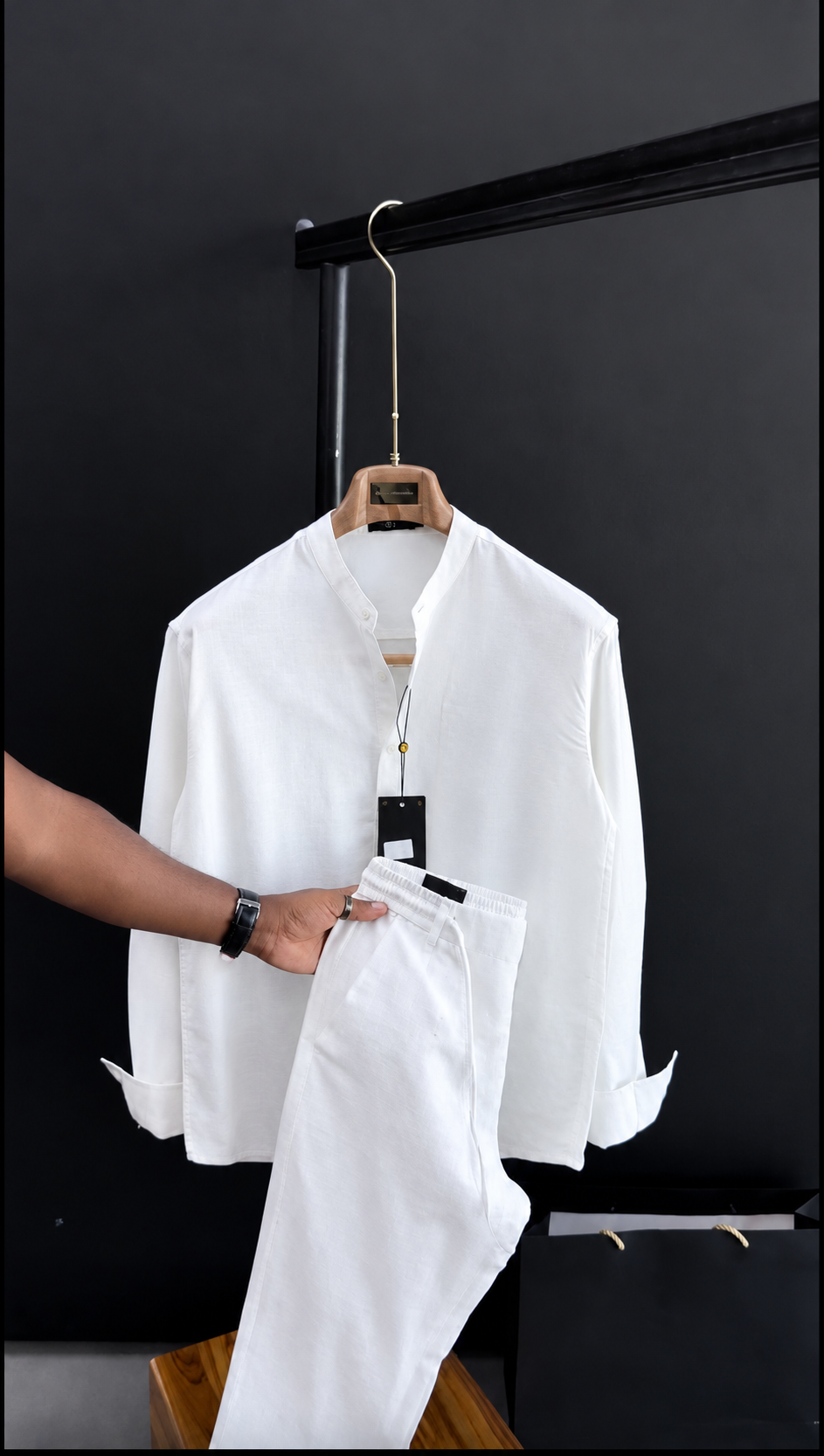 Linen Chinese Collar Co-ord Set - Pre Order
