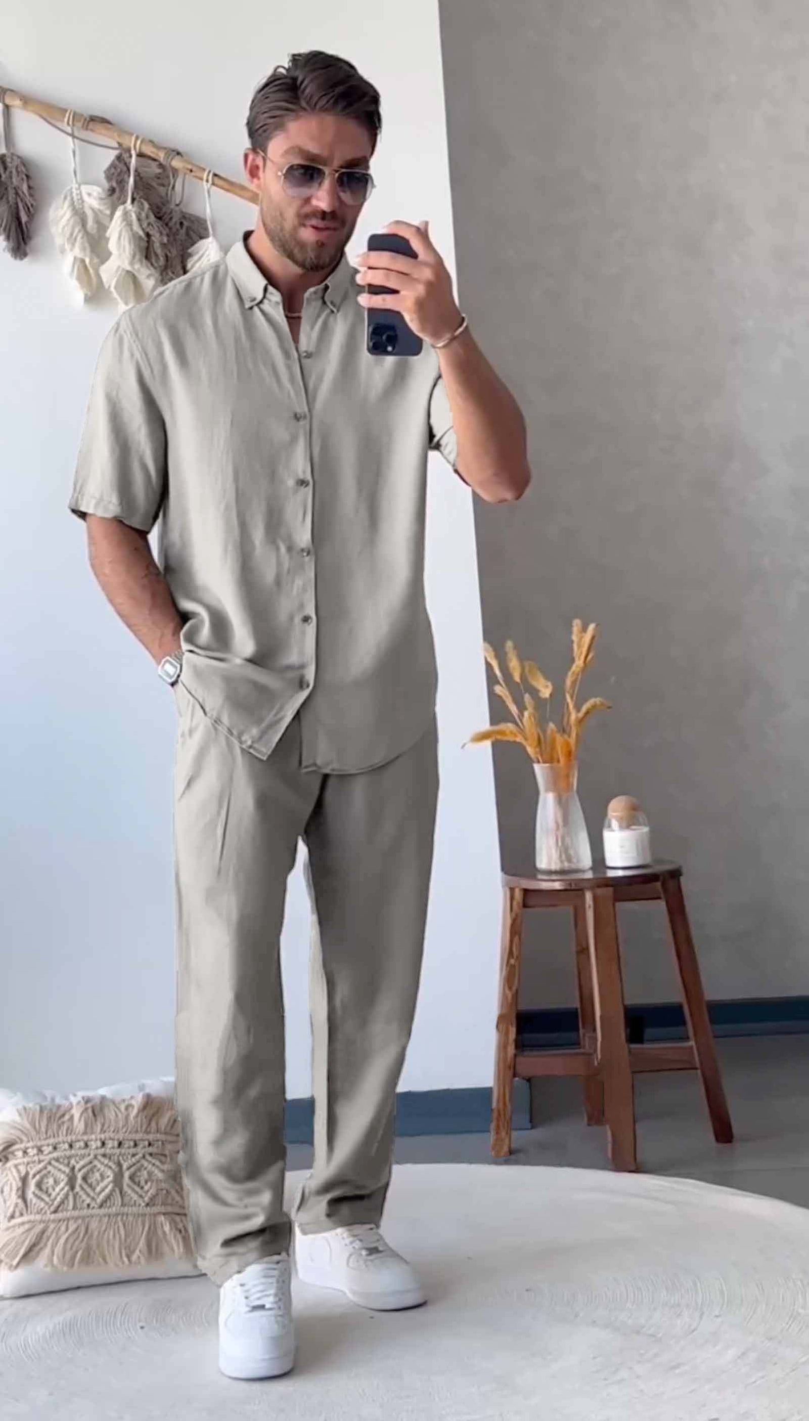 Men's Linen Sets - British Collar - 60%OFF