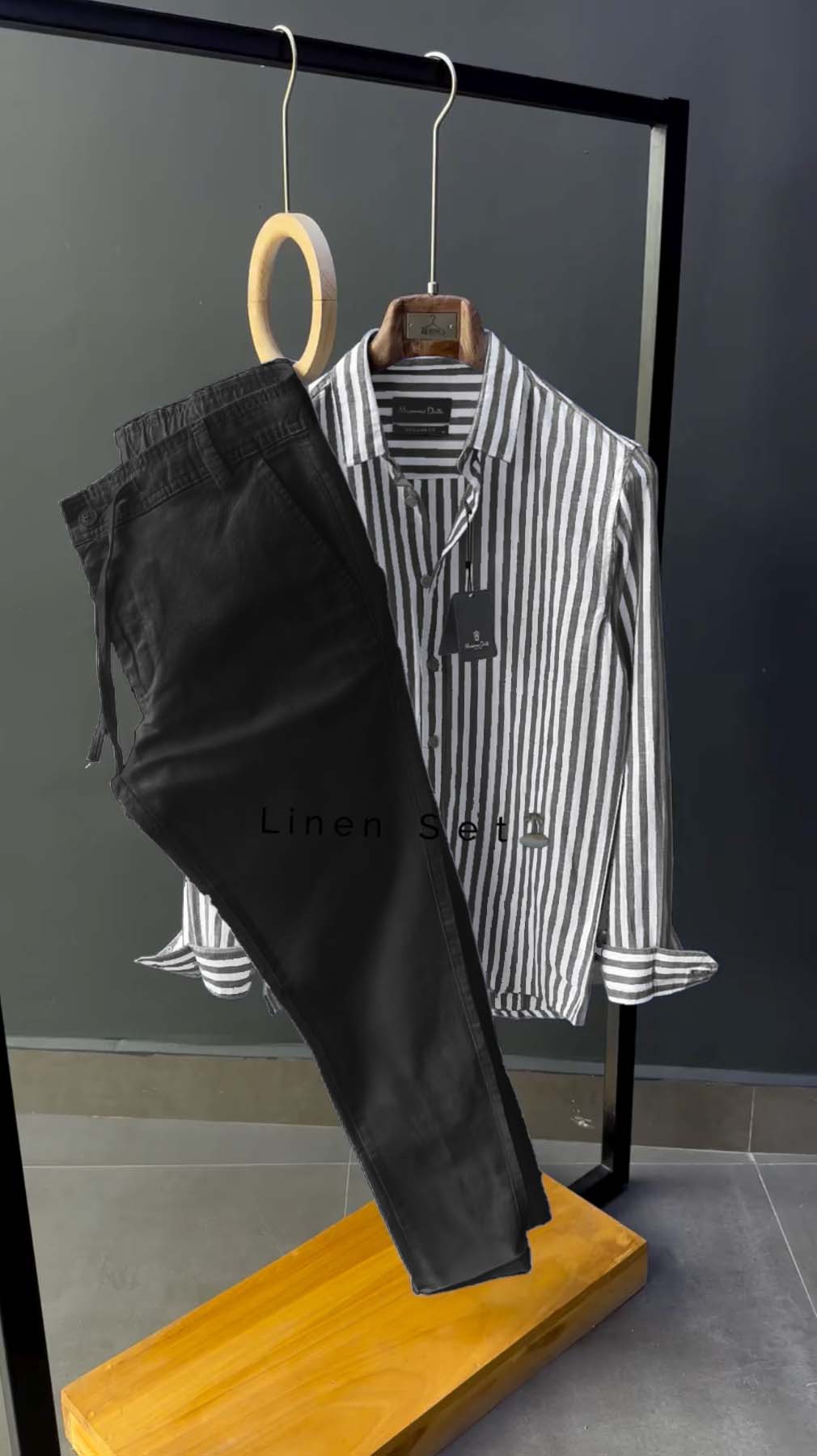 Men Stripe Shirt & Linen Pants - Exclusive