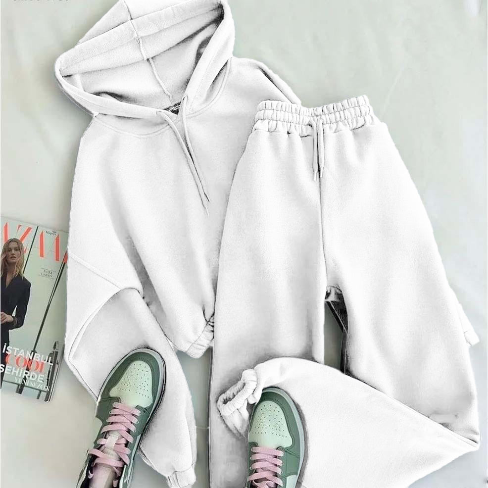 Women Cropped Hoodie Set - Winter Sale